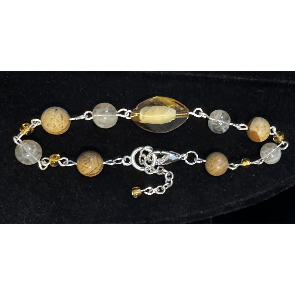Fidelias Studio Bracelet & Earring Set Silver Tone Citrine Jasper Look Beach - Picture 4 of 8